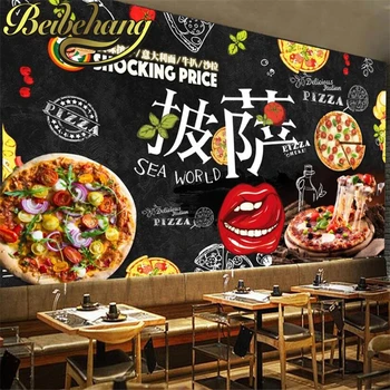 Beibehang Personalizate 3d murală de fundal negru de fundal pictura instanță Pizza fast-food tapet restaurant Gourmet gazete de perete