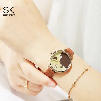 Shengke Brand Femei Ceas de Lux de Moda Fluture din Piele Doamnelor ceasuri Femei Ceas de mână Ceas Relogio Feminino Reloj Mujer