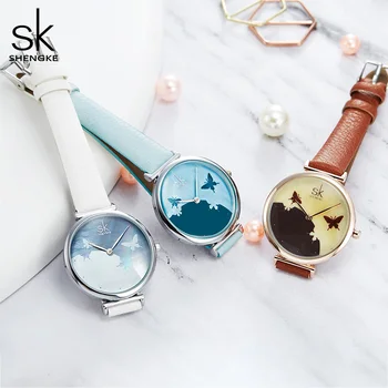 Shengke Brand Femei Ceas de Lux de Moda Fluture din Piele Doamnelor ceasuri Femei Ceas de mână Ceas Relogio Feminino Reloj Mujer