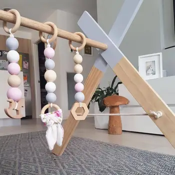 Baby Rattle Pentru 0-12 Luni Nordic Gimnastică Juca Pepinieră Senzoriale-Inelul Teether Jucărie din Lemn, Margele Pandantiv Jucarii Cameră Decor