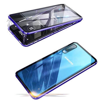 Metal Magnetic Caz Pentru Samsung Galaxy A50 A70 A40 A20 A30 A10 A11 A60 A80 A50s A70s M30 M20 A71 A51 A81 Geam Dublu Cazul Shell
