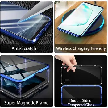 Metal Magnetic Caz Pentru Samsung Galaxy A50 A70 A40 A20 A30 A10 A11 A60 A80 A50s A70s M30 M20 A71 A51 A81 Geam Dublu Cazul Shell