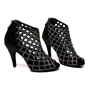 HROYL Femei latine dans pantofi Pentru Fete doamnelor Cu Stras Ballroom Tango Pantofi de Dans 10/8.5/7.5/6/CM Tocuri Dropshipping