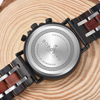 BOBOBIRD Ceas Ceasuri de mana Barbati Pentru Om 2020 Cronograf Cronometru Auto Data Cuarț Ceas de mână din Lemn de Ceasuri Cutie de Lemn