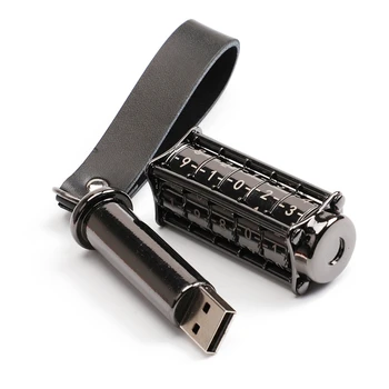 Mini USB Flash Drive Rotative de Mare Viteză U Stick Memory Stick de 64GB cu un cifru Mecanic