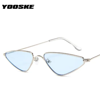 YOOSKE Ochi de Pisica ochelari de Soare pentru Femei Brand de Moda Desinger de Epocă Mici Ochelari de Soare Cadru Metalic Bărbați Ochelari de protecție Ochelari Galben