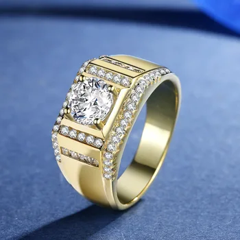 14k Aur Alb 1.25 ct Inel cu Diamante Pentru Bărbați de Lux, Aur Galben AAA Zircon Piatră prețioasă de Nunta Inel de Logodna Bijuterii Fine Cadouri