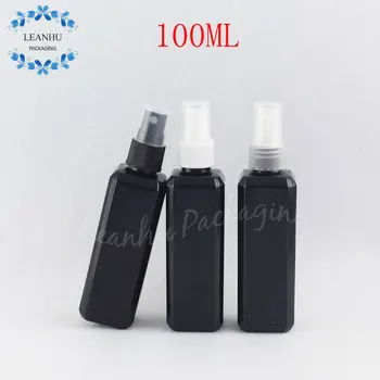 100ML Pătrat Negru Sticla de Plastic Cu Pompă de Pulverizare , 100CC Machiaj Sub-îmbuteliere , Toner / Parfumuri Ambalajul Flacon ( 50 buc/Lot )