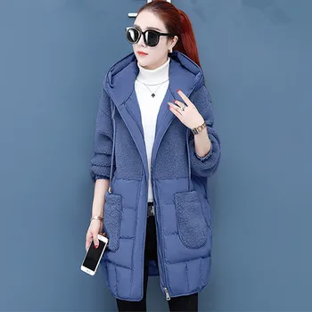 UHYTGF Moda în jos jacheta de iarna parka femeie coreean îngroșa cu glugă de sex feminin strat de bumbac casual sălbatice vrac plus dimensiune jachete 1035