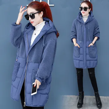 UHYTGF Moda în jos jacheta de iarna parka femeie coreean îngroșa cu glugă de sex feminin strat de bumbac casual sălbatice vrac plus dimensiune jachete 1035