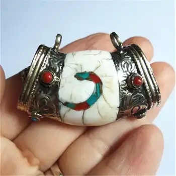 Real Nepal Vechi Naga Scoică de Mare Pandantiv Cupru Acoperite Tibetan Handmade Bijuterii Vintage TBP601