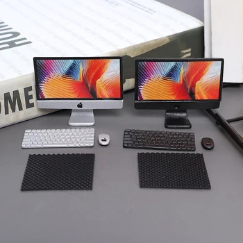 1Set 1/12 Scară Mini-Calculator + Mouse + Tastatura Carte, Papetărie Model pentru casă de Păpuși în Miniatură Decalcomanii New Sosire