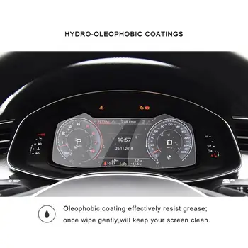 RUIYA ecran protector pentru Audi A6 A7 Q8 tabloului de bord LCD ecran,9H protector din sticla temperata de protecție împotriva daune de zi cu zi
