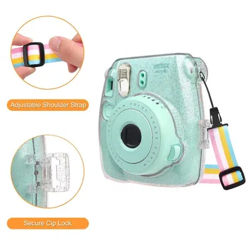 Sac De Aparat De Fotografiat Shining Transparent Capacul De Plastic Proteja Caz Pentru Fujifilm Fuji Instax Mini 8 9 8+ Instant Cu Curea