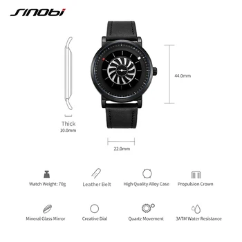 SINOBI Design de Brand Bărbați Cuarț Ceas de mână de Moda de Cotitură Dial Creative Ceasuri de sex Masculin Sport din Piele Impermeabil Ceas Relogio
