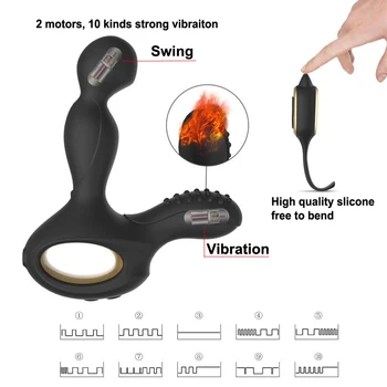 Încălzire Rotație Anal Plug Vibrator Sex Masculin, Prostata Pentru Masaj G-Spot Stimulator De La Distanță Fără Fir Dopuri Anale Mașină De Jucarii Sexuale Pentru Bărbat