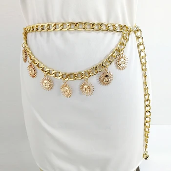 2020 talie curea lanț de aur de soare, curele de metal pentru femei ciucure ketting riem brand de lux ceinture femme personalitate betelie