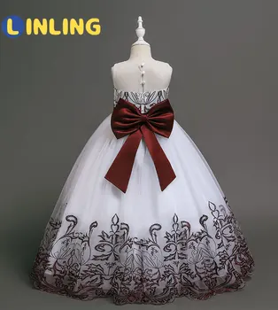 LINLING Grace Fete Alb Printesa Rochie de Dantelă Neagră Costum Petrecere Haine Copii de Halloween Lung Rochie Costum 681