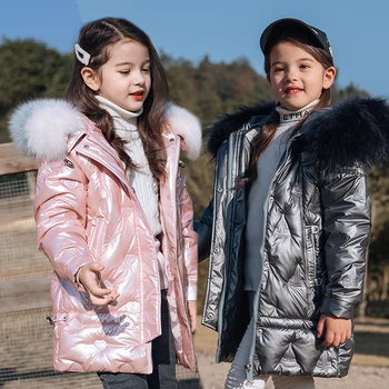2020 Copii Nou În Jos Jacheta Fete Luminoase De Culoare Waterproof, Windproof Mid-Lungime Palton Brand Adolescent Fete Îmbrăcăminte De Iarnă
