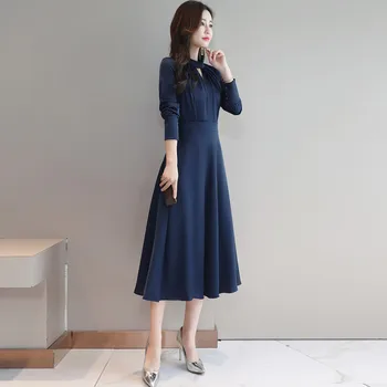 Noi de primăvară și toamnă pentru femei îmbrăcăminte coreeană stil elegant pentru femei de moda rochie se potrivesc slim fit lungime mijlocie plus dimensiune arc maneca lunga