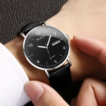 2020 De Moda De Lux De Afaceri Simplu Uita-Te La Om Ultra Subțire Caz Impermeabil Cuarț Ceas Negru Mens Watch Reloj Hombre D7