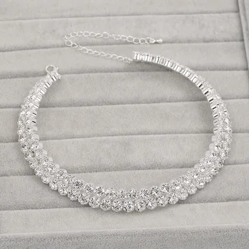 TREAZY Argint Culoare Cristal de Mireasa Seturi de Bijuterii Africane Stras Cravată Colier Bratara Set pentru Femei Accesorii de Nunta