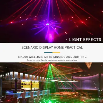 9-ochi RGB Lampa Disco DMX Control de la Distanță Stadiu Lumina Strobe Dj Led Lumina Laser de Halloween, de Crăciun Bar Partid Projetor Decor Acasă