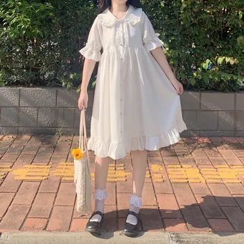 Japoneză Dulce Papusa Drăguț Guler Lolita Rochie De Vara Noi Gotic Victorian Înger Alb Kawaii Lolita De Zi Cu Zi Rochii De Petrecere, Costume De