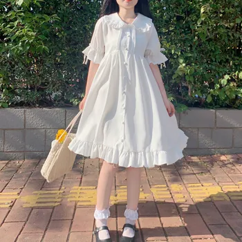 Japoneză Dulce Papusa Drăguț Guler Lolita Rochie De Vara Noi Gotic Victorian Înger Alb Kawaii Lolita De Zi Cu Zi Rochii De Petrecere, Costume De