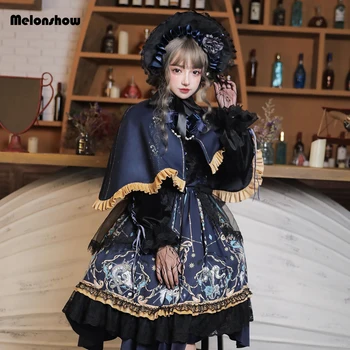 Melonshow Gothic Lolita Rochie Plus Dimensiune Negru Albastru Lolita Rochie Femei Lolita Epocă Victoriană Rochie De Femeie Rochie Loli Îmbrăcăminte