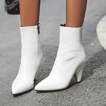DORATASIA Uri Sexy Femei Toc cui Chelsea Pantofi Solide Toamna Design Cizme Femei cu Fermoar Glezna Cizme a Subliniat Toe