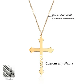 Nume Personalizat Cruce Cravată Colier Pentru Barbati Femei Personalizate Bijuterii Aur A Crescut De Culoare De Aur Plăcuța Cruce Colier