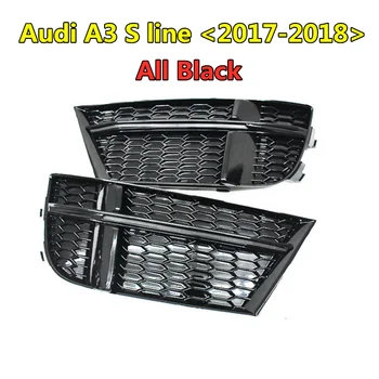 2 buc ABS Masina Fața Inferioară a Barei de protecție Cadru de Acoperire Pentru Audi - A3 S3 S-Line Lumina de Ceață Grila Lampa de Ceață Gratare 2017 2018 2019 8V3807681/682