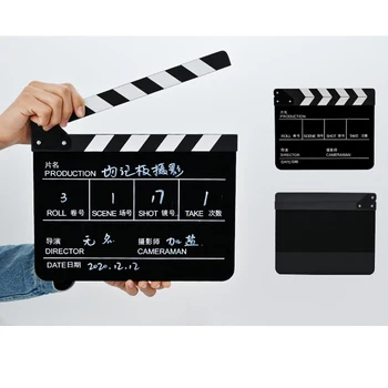 Selens Film ClapperBoard Acrilice Clapboard Șterge Uscat Pentru Film de TELEVIZIUNE Director Taie Scenă de Acțiune Ardezie Bate Cu Marker Stilou, Gumă de șters