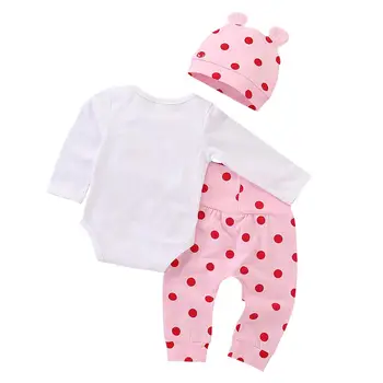 3pcs 0-18M Copil de Toamnă Temperament Haine Set pentru Copii Fete Confort Moale cu Maneci Lungi Girafa Dot Print Rompers Pantaloni Capac