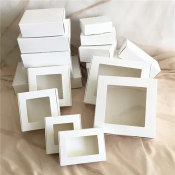 30pcs DIY cutie Alba cu geam hârtie cutie de Cadou tort de Ambalare Pentru Nunta petrecere acasă brioșă ambalare cadouri de craciun