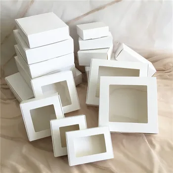 30pcs DIY cutie Alba cu geam hârtie cutie de Cadou tort de Ambalare Pentru Nunta petrecere acasă brioșă ambalare cadouri de craciun