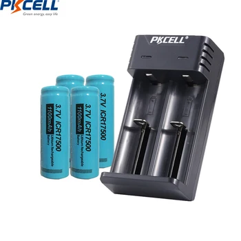 2 BUC PKCELL ICR17500 Baterie cu Litiu 3.7 V 1100mAh Li-ion Baterie Reîncărcabilă și Încărcător de Baterie de 3.7 V 18650 7500 AA/AAA