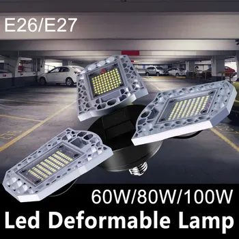Led Deformabile Lampa E27 E26 Condus Garaj Lumina 220V cu Led-uri Impermeabil Bec de 100W Mare Intensitate Parcare Subsol Iluminat Industriale
