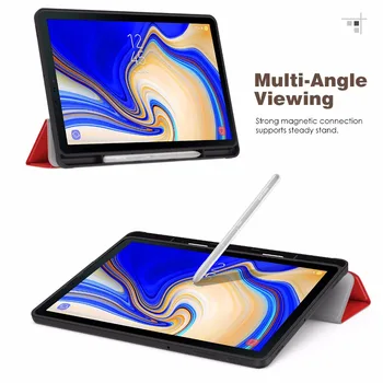MoKo Caz pentru Samsung Galaxy Tab S4 10.5 cu S Pen Holder, Moale TPU Ultra Slim Trifold Inteligent Capacul suportului cu Auto Wake/Sleep