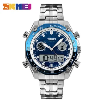 SKMEI Moda Ceas Sport Barbati 3Bar Impermeabil Ceasuri de Lux din Oțel Inoxidabil Dual Display Ceasuri reloj hombre 1204