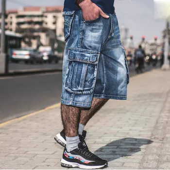 Blugi Barbati de Vară 2020 Modis Multi-Buzunar de Bărbați Albastru Denim pantaloni Scurți Streetwear Liber de Mari Dimensiuni Direct Denim pantaloni Scurți