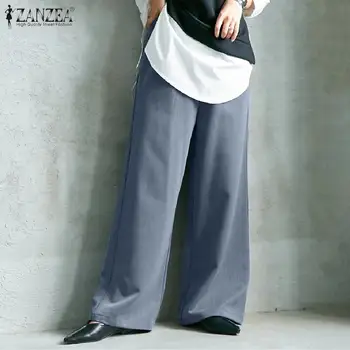 Femei elegante Pantaloni Largi Picior de Primăvară Pantaloni Lungi ZANZEA Elegant Doamnelor OL Munca Pantalon Solide în Vrac Harem Palazzo Streetwear