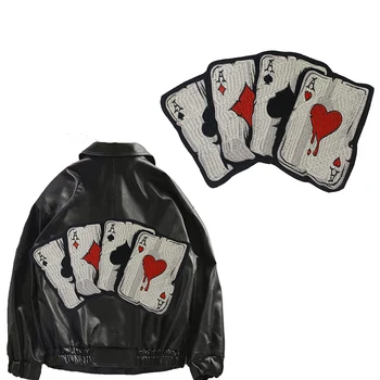 Broderie Insigna Card Poker Un Patch-uri de Fier pe Punk Biciclete Stil Aplicatiile de Decorare DIY Meșteșug