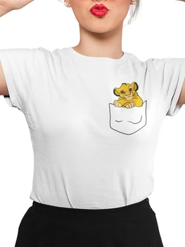 2020 Simba Pocket T-shirt Regele Leu Tricou Drăguț Simba Graphic Tee de Animale Amuzante Desene animate Regatul Tricouri Femei Topuri Casual