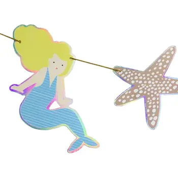 DIY Sirena Temă Petrecere de Aniversare pentru Copii Decoratiuni Agățat Sirena Ghirlanda 1 zi de Naștere Copil de Dus de Gen Dezvăluie Consumabile Partid