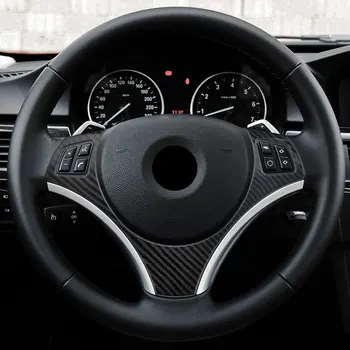 Fibra de Carbon de Styling Auto Volan Panoul de comandă Buton Capac Ornamental Pentru BMW Seria 3 E90 E92 E93 Seria 1 E82 E87 2005 - 2011
