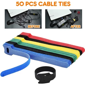 50PCS Reutilizabile Culoare Amestecare Cablu Cablu Cârlig Curea Bucla Legături Ordonat Organizator Instrument Fixare Management