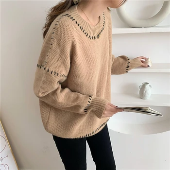 SHIJIA Nou casual pulover cald pentru femeie O-gat maneci loose knit jumper doamna toamna iarna tricotate pulover feminin 2020