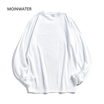MOINWATER Brand Nou Femei pline de culoare de Imprimare tricouri Maneca Lunga din Bumbac tricou Alb Lady Casual Negru Teuri Topuri MLT2008